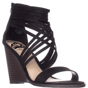 NWT Chic Black Strappy Fergalicious Wedge Sandals